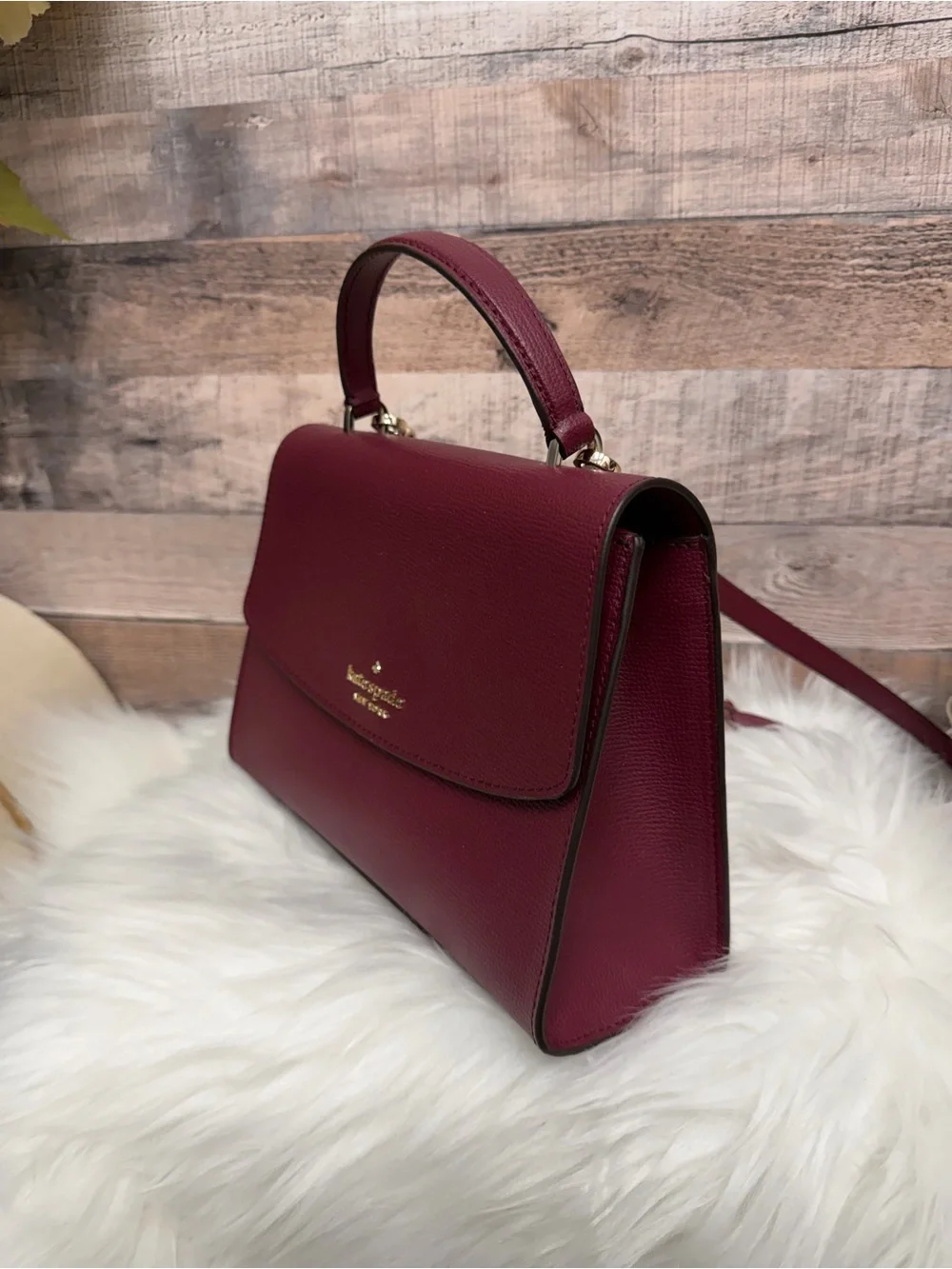 Kate Spade Maroon/Burgundy Leather Top Handle Satchel